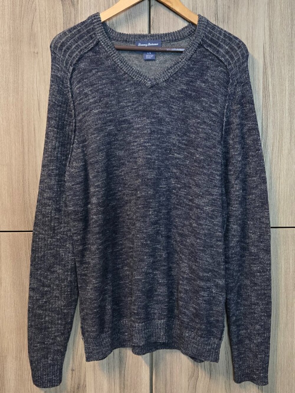 Tommy Bahama Gran Rey Reversible V Neck Sweeter Mens Grey Ribbed Sleeve L
